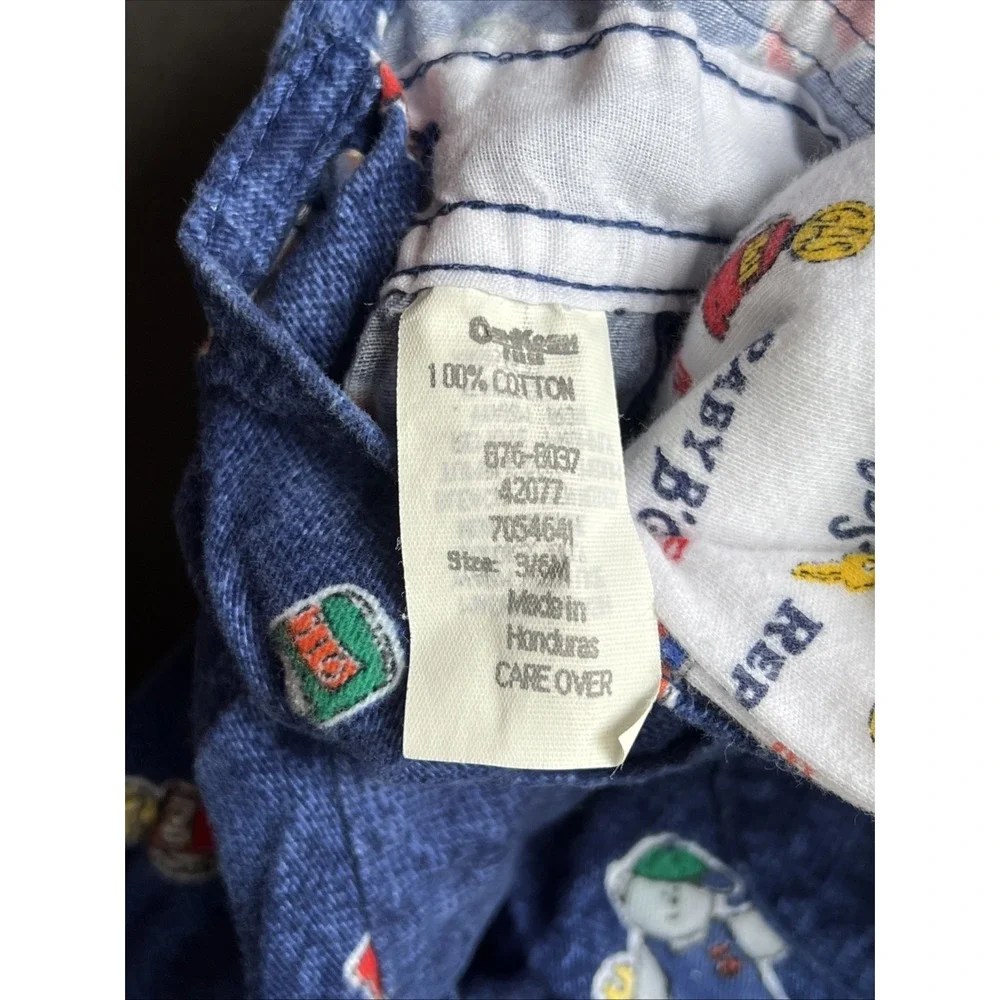 Rare Vintage 90's OshKosh Baby Vestbak Car Mechanic Overalls Set Sz 3-6 Mnths